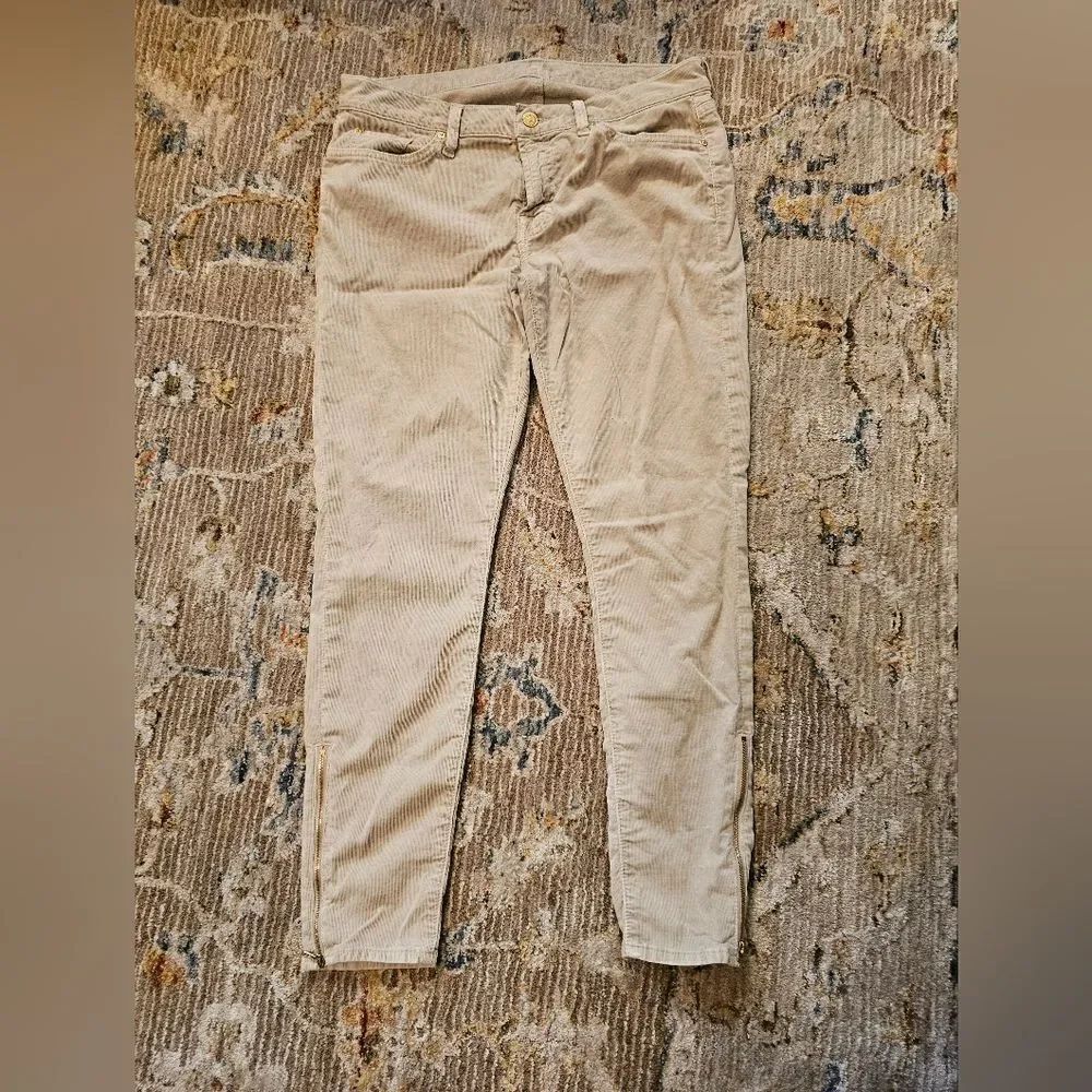 7 for all mankind skinny micro cords sz 32 with 27" inseam. Has zippers on sides